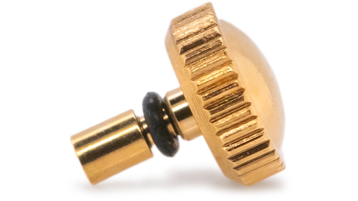 Wasserdichte Krone, Japanische Form, Edelstahl, Gelb, Kopf Ø 3 mm, Gewinde Ø 0,6 mm