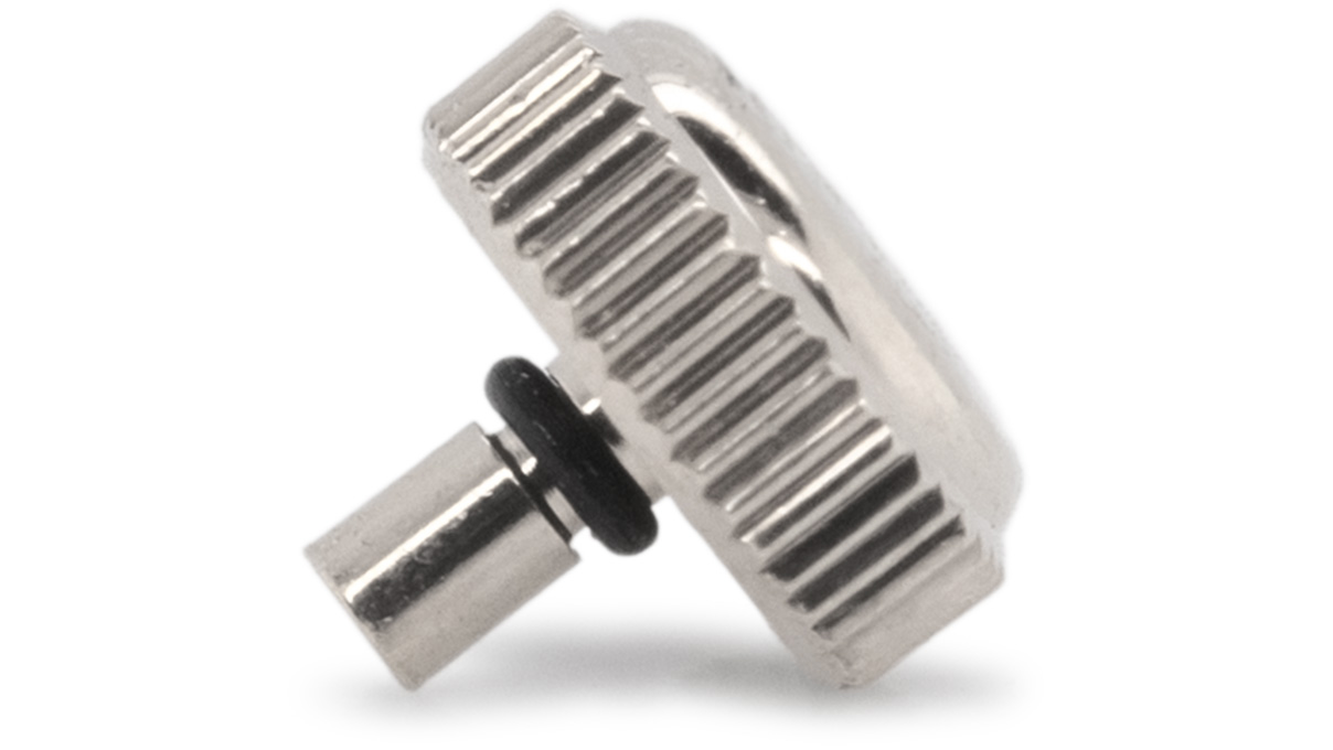 Waterproof crown, Japanese shape, Stainless steel, White, Head Ø 3,5 mm, Thread Ø 0,6 mm