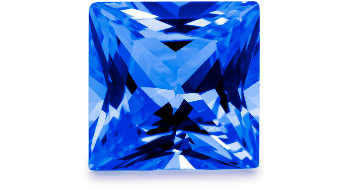 Piedra sintética de color, zafiro, carré, 4 x 4 mm