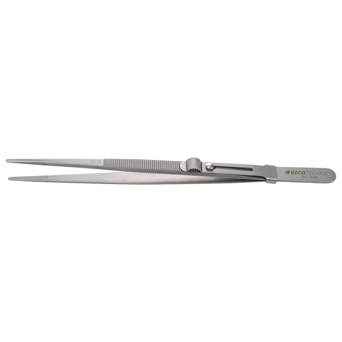 Tweezers with serrated grips and tips with extra large tips, locking-System, length 160 mm