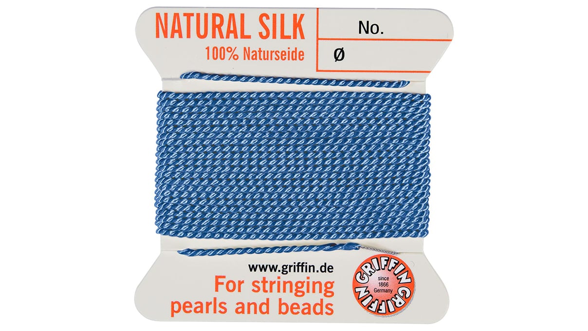 Naturseide dunkelblau 1 Nadel ca. 2 m Stärke 14