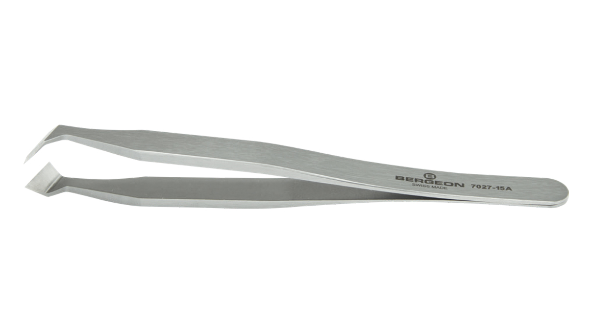 Bergeon 7027-15A B-NOX Stainless steel tweezers, 15A tips, for cutting spirals, good hardness, 120 mm