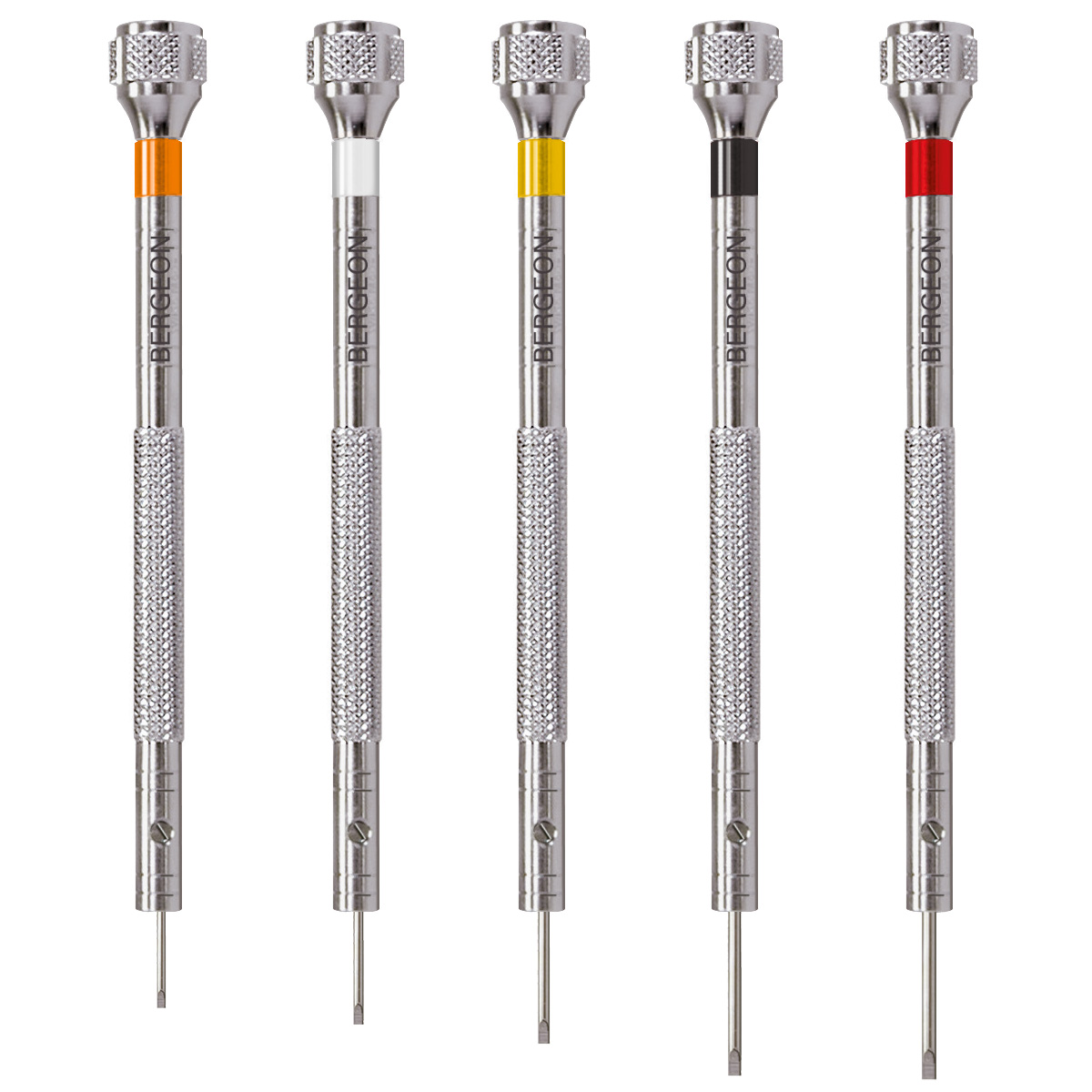 Bergeon 30080-P05 Set of 5 screwdriverss, steel blades 0,5 - 1,2 mm