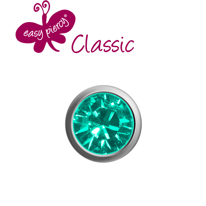 1 pairs ear studs Easy Piercy Classic, white, mini turquoise imitation