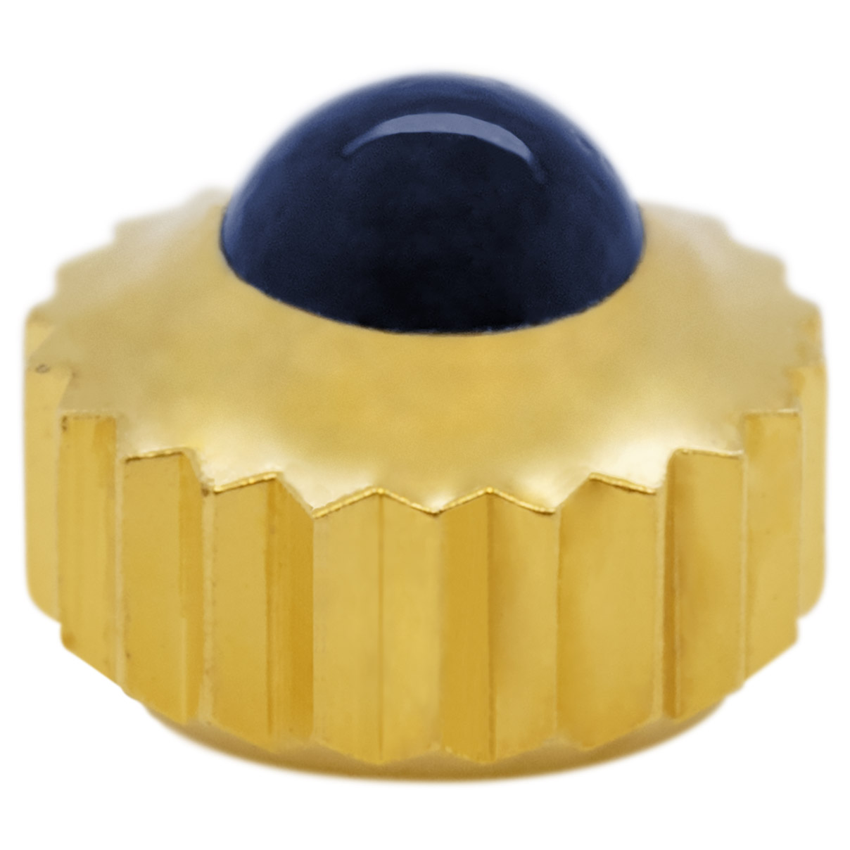 Krone Cabochon 916 C, 3 Micron gelb, schwarz-blauer Stein, Ø 3,00, Tubus 1,6, Gewinde 0,9, wasserdicht