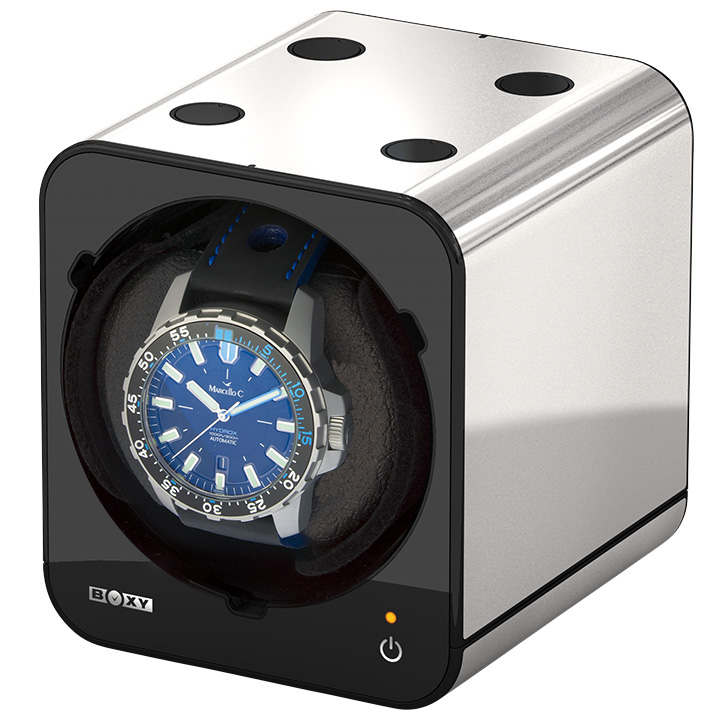 Boxy Fancy Brick watch winder, platinum look, without adapter