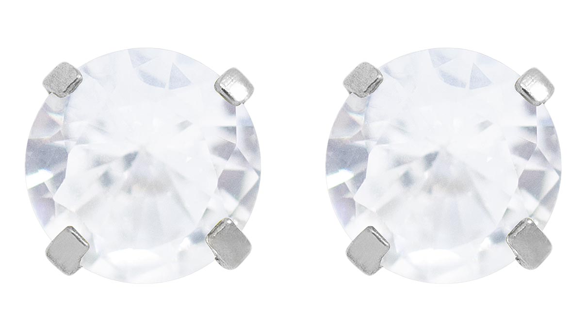 QPP pendientes A75, chaton Ø 4 mm, circonita blanca, inox blanco, 1 par