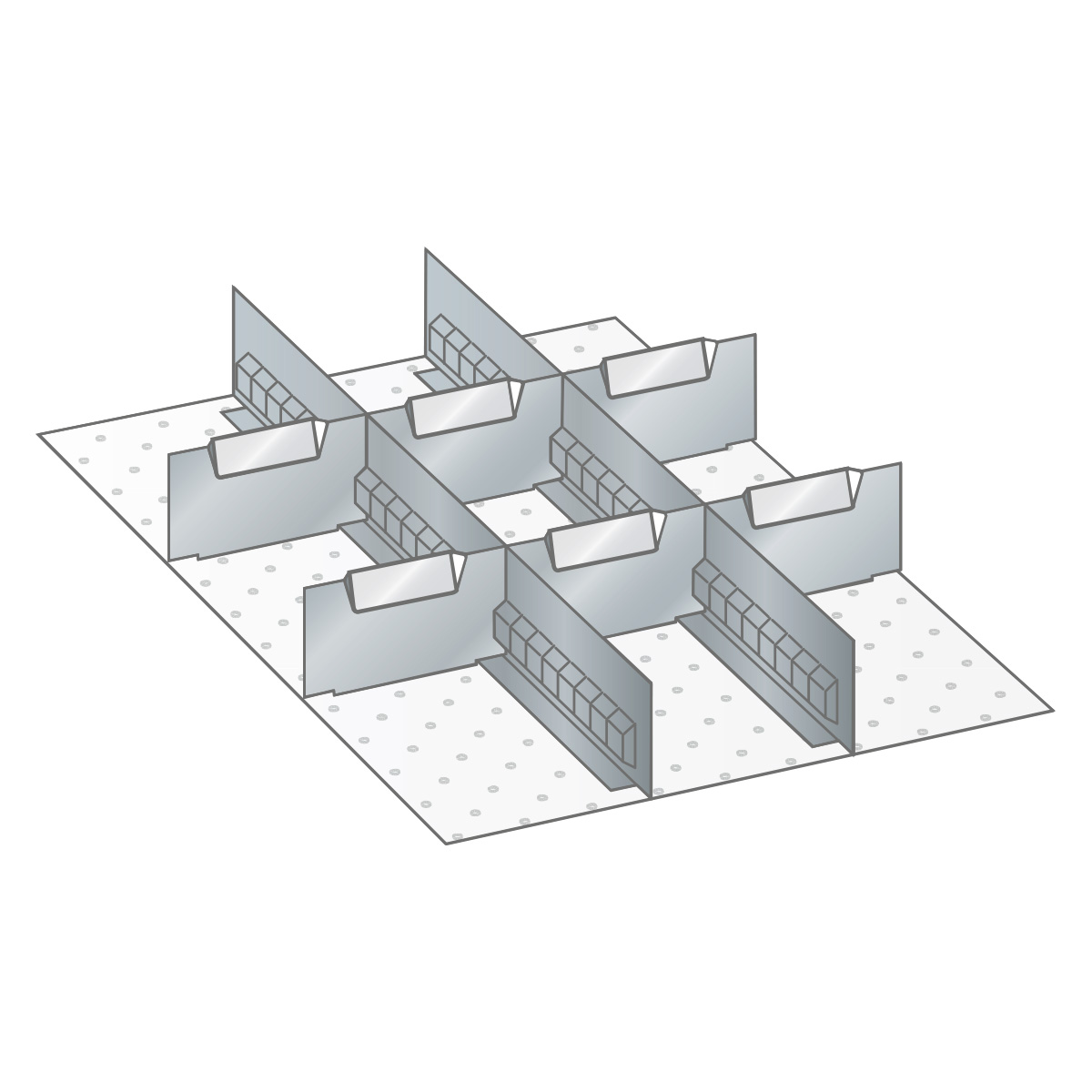 Lista Partition material for 18 x 27 E, 2 slotted partitions and 6 metal dividers for 100 mm front height