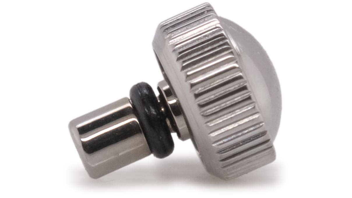 Waterproof crown, Japanese shape, Stainless steel, White, Head Ø 3 mm, Thread Ø 0,7 mm