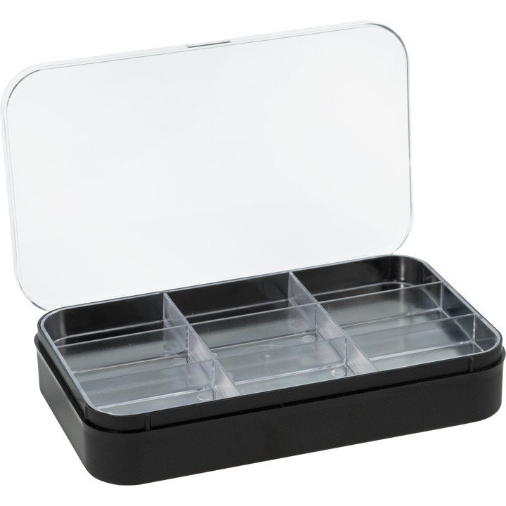 Plastic box with 2 trays and 9 cases