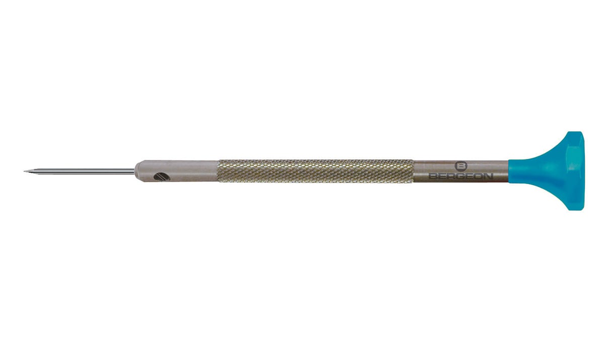 Bergeon 30081-150 Stainless steel screwdriver, Ø 1.50 mm, blue, ergonomic head made of self-lubricating POM
plastic
