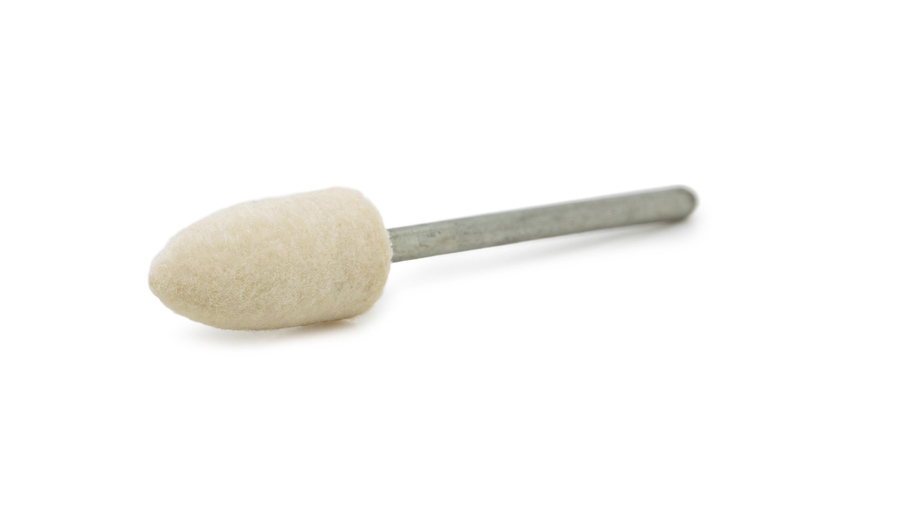 Felt polisher, white, torpedo, Ø 7 x 15 mm, HP shaft