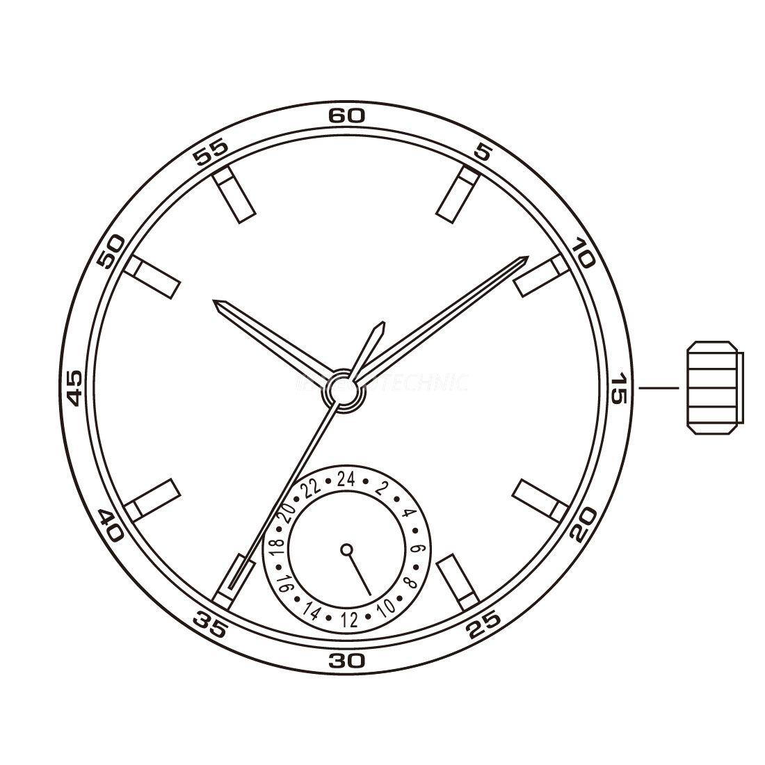 AU-Werk Miyota 6P28 10 1/2''' SC 24H CHR Quarz (364 | SR621SW)