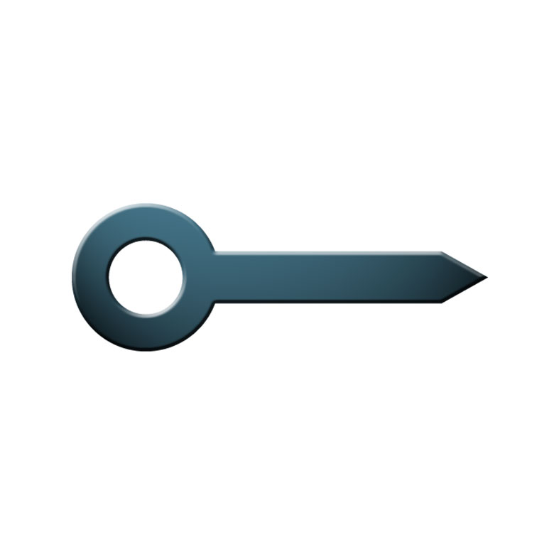 Hour hand, straight, blueblack, hole Ø 1,1 mm, length 4,5 mm