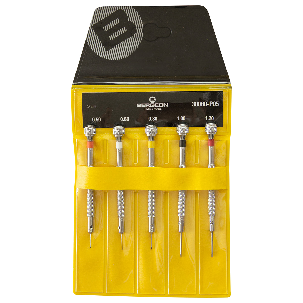 Bergeon 30080-P05 Set of 5 screwdriverss, steel blades 0,5 - 1,2 mm