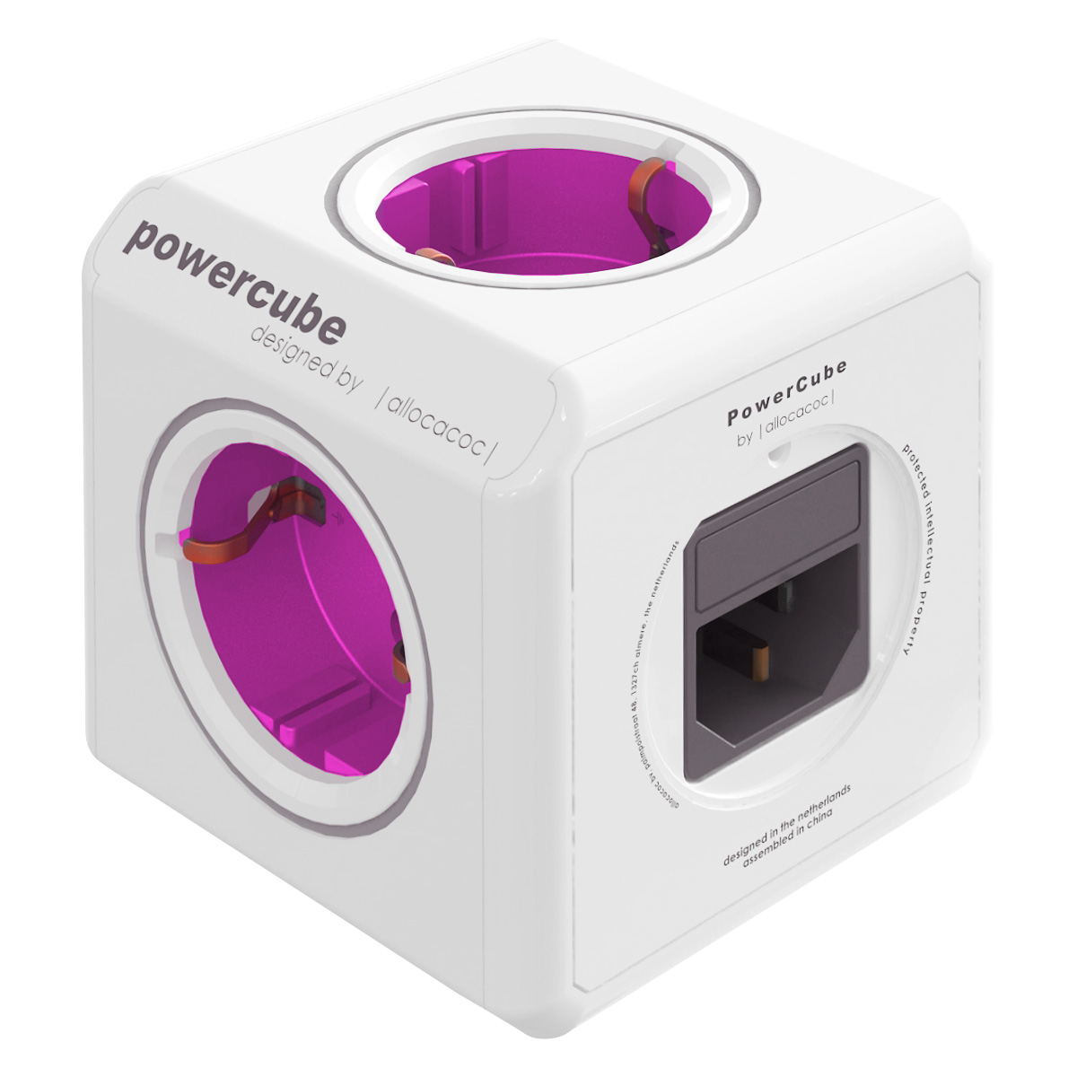 PowerCube Rewirable USB multifunctionele reisstekker met 4 ingebouwde stopcontacten, duo USB lader