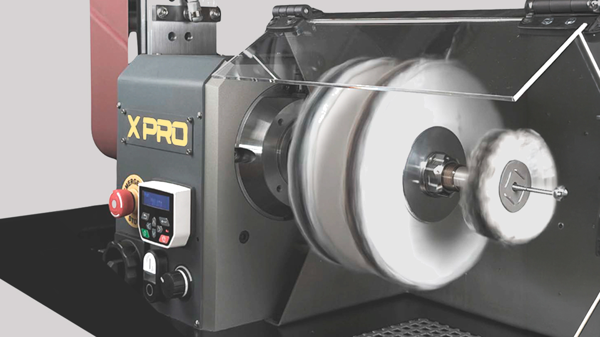 Polishing protective hood for Micromecalp XPRO machines, maximum equipment with Ø 250 mm
polishing wheels, stainless steel