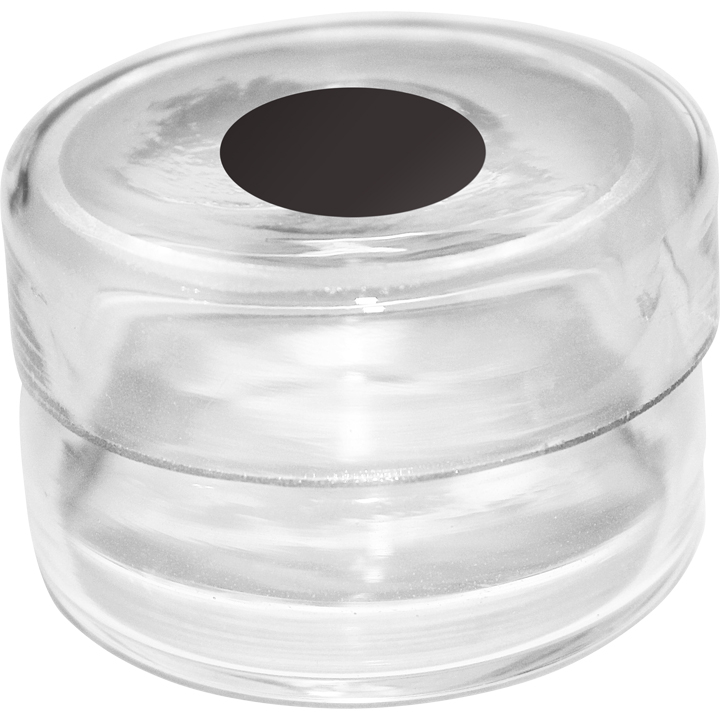 Elektrolytbehälter für Rhodinette Tampongalvanik aus Glas Ø 35 mm, mit Deckel, schwarz
