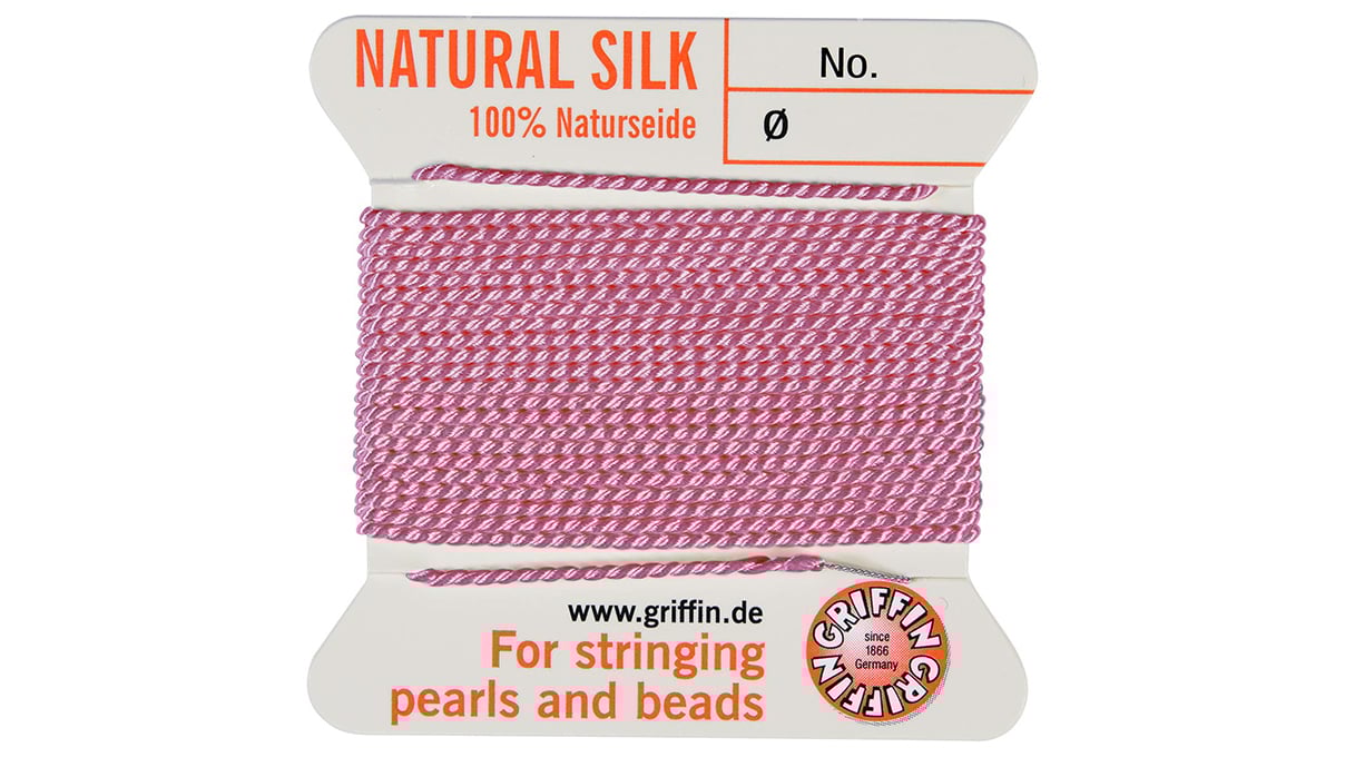 Naturseide dunkelrosa 1 Nadel ca. 2 m Stärke 16