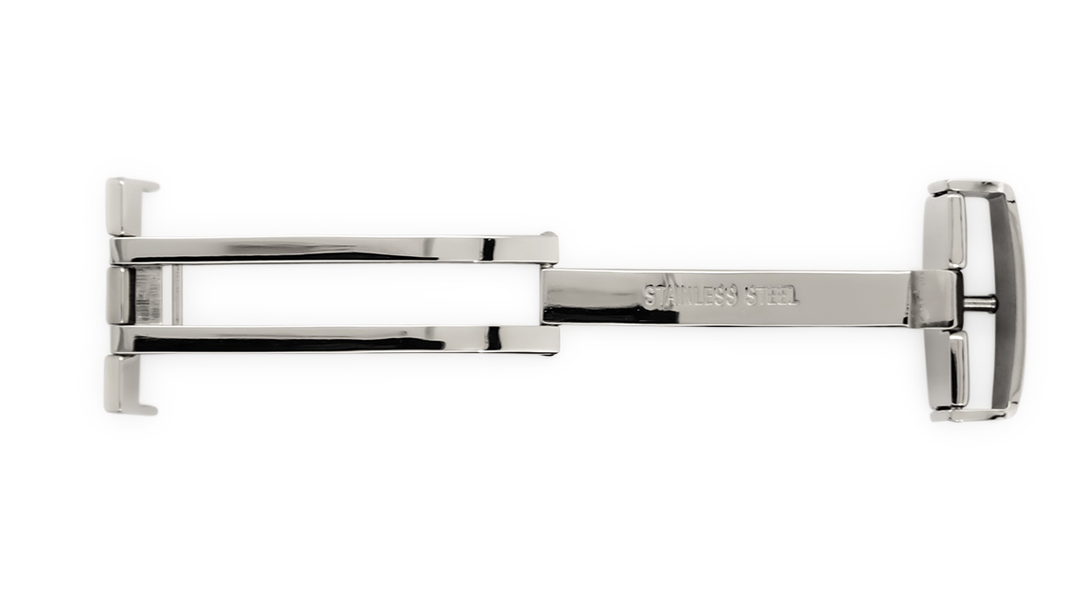 Folding clasps for leather straps, stainless steel, 20 mm