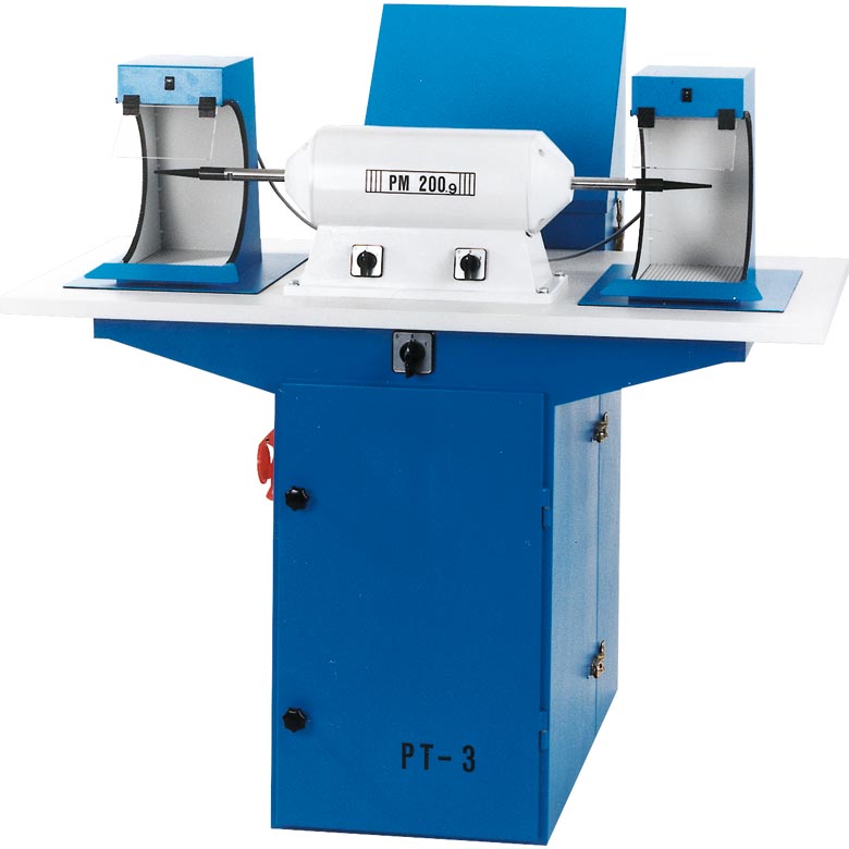 Poliertisch PT 3, mit Absaugung, 2 Stufen, 2 Arbeitsplätze, Doppelmotor, wartungsfrei