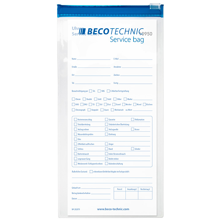 Beco Technic Service-Bag mit Zipverschluss 210 x 105 mm, PVC