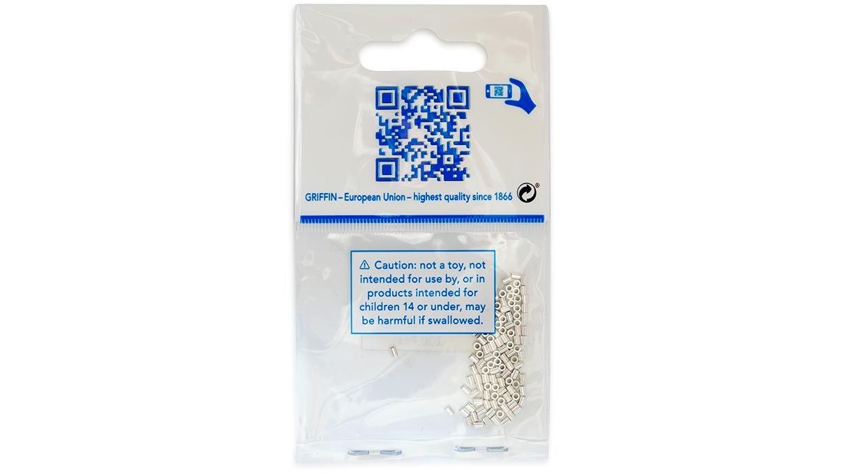 Griffin Crimps tubes, 925/- Silver, outer Ø 1,7 mm, length 2 mm