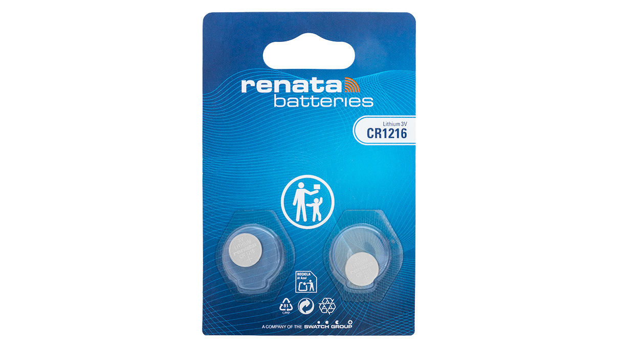 Renata CR1216 Lithium‑Knopfzelle, 3 V, nicht wiederaufladbar, 2er Blister