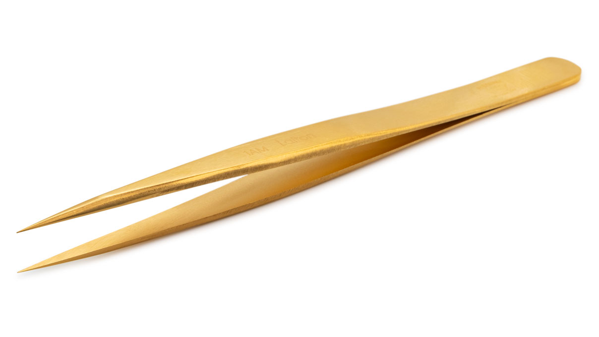 Regine Horlogery Tweezers, Shape P5C, Brass, BRA, 130 mm