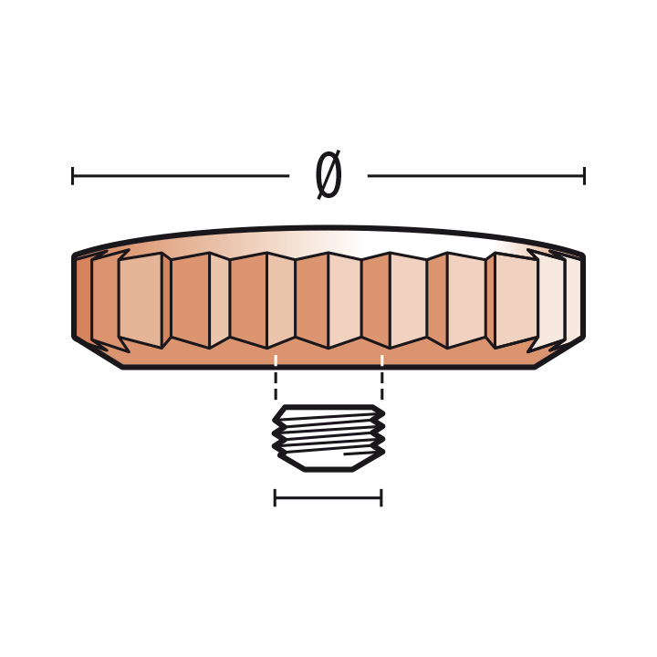 Simple Crown 920 Chrono N, 3 Micron rosé, short pipe, Ø 6,0, thread 1,1, non waterproof