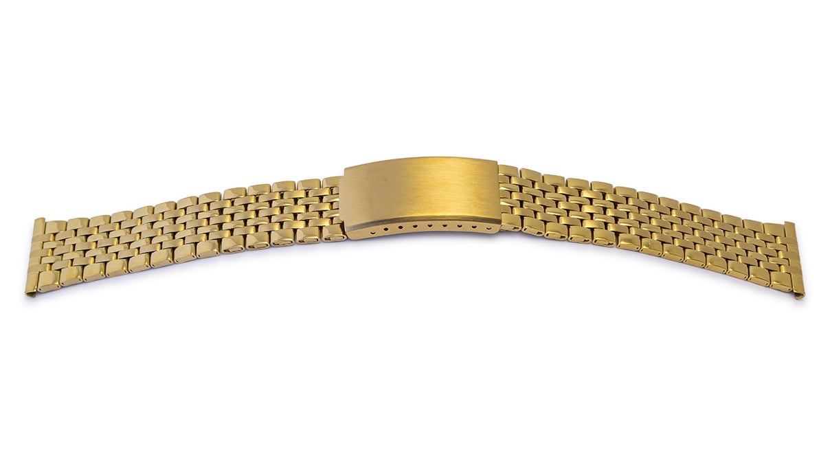 Uhrband Elegance, Edelstahl in PVD gold, Breite 16 mm, Anstoß 20 mm, Länge 185 mm