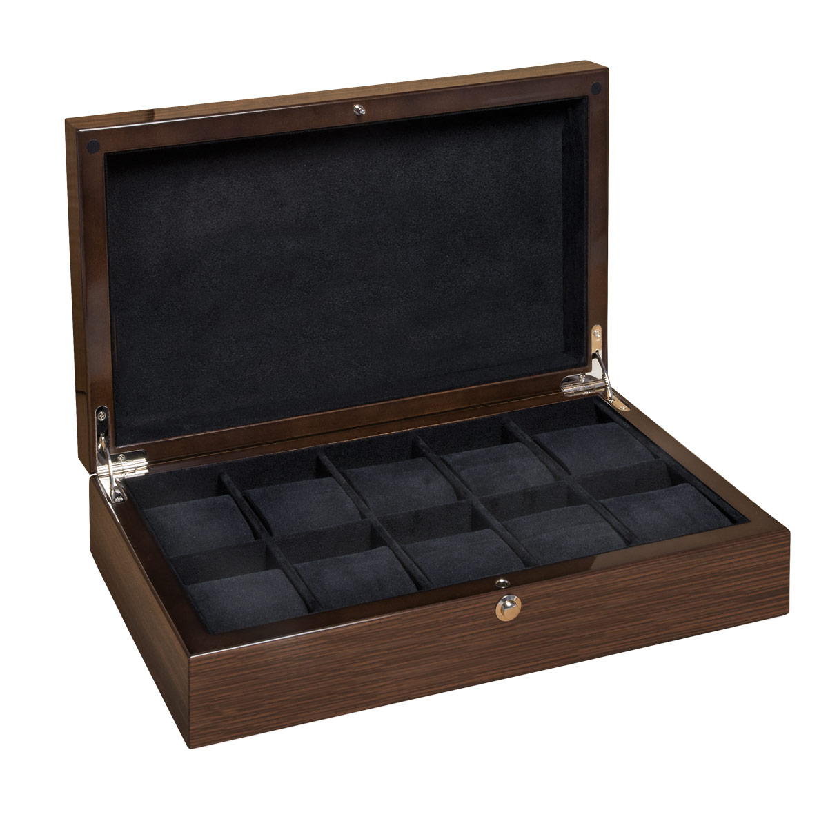 Beco watch collector's box for 10 watches, walnut, matte, black lining