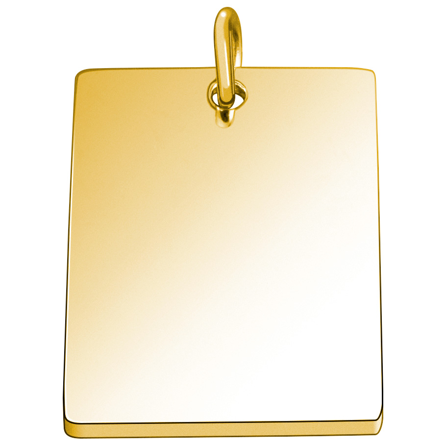 Engraving plate gold plated, rectangular, 28 x 20 x 1.4 mm, pendant