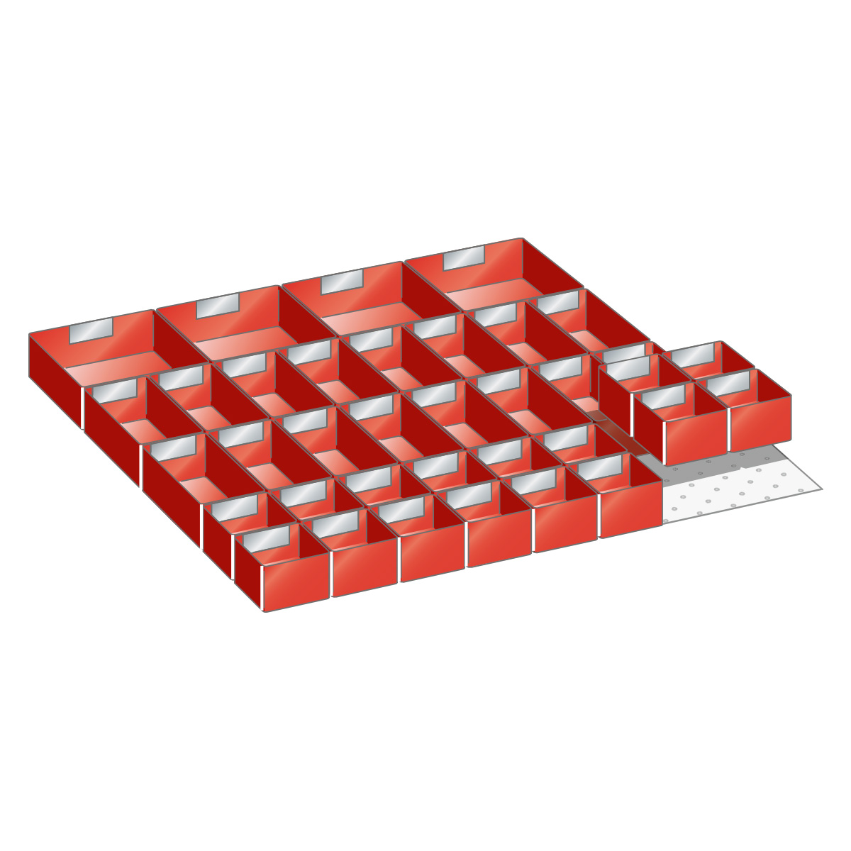 Lista plastic boxes, set for 36 x 36 E with front height 75 mm, 36 pieces