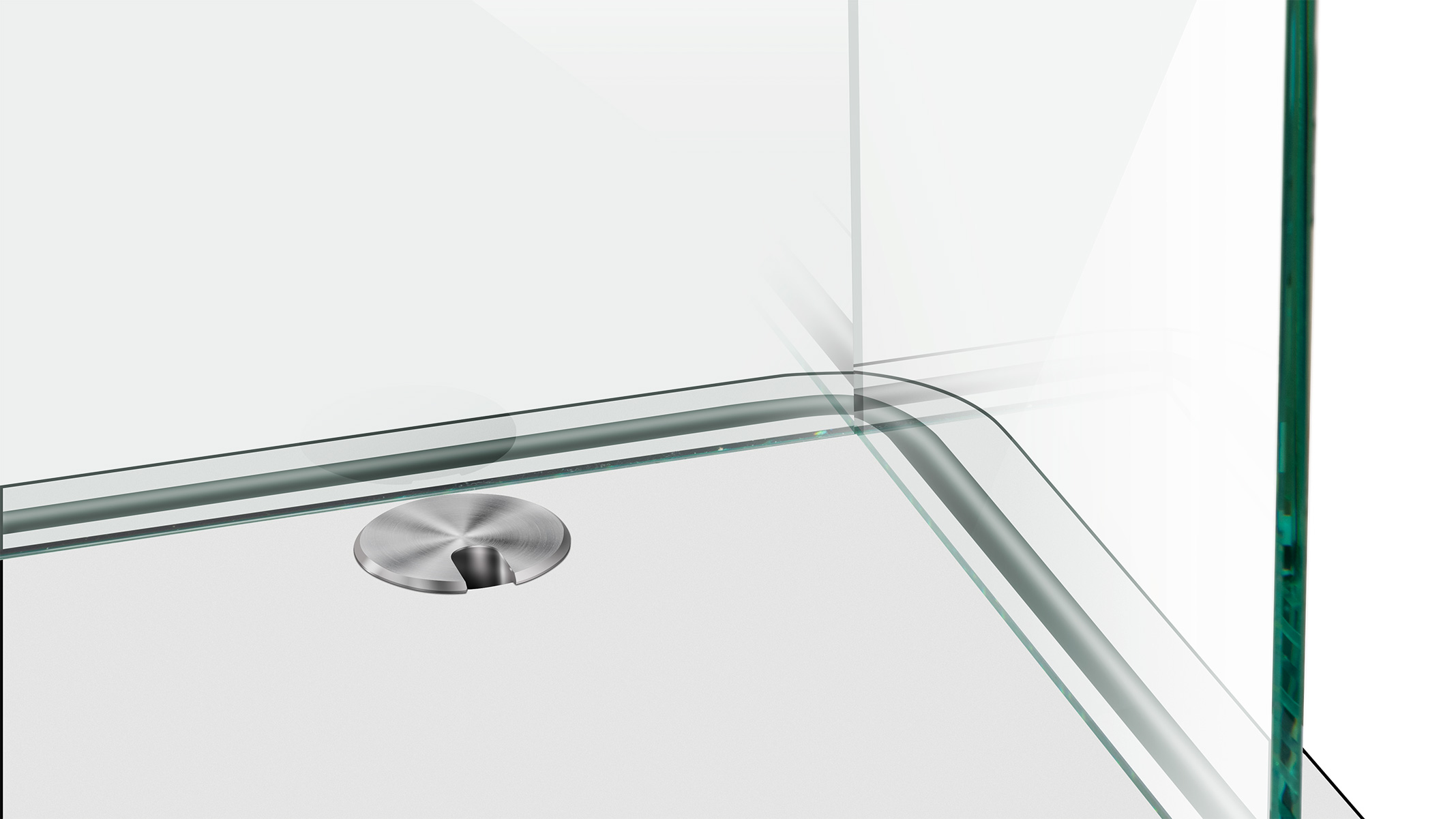 ESG Floatglas in U-Form, Höhe 30 cm, Stärke 6 mm, Kanten auf Gehrung UV verklebt, Kanten poliert,
Sonderausstattung für Ergolift Evolution 140 cm