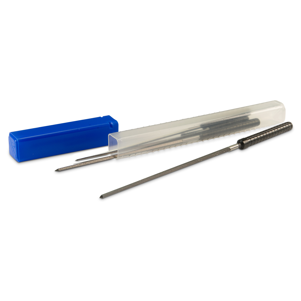 Assorted cutting broaches with handles, 6 pcs.
Ø 1,2 - 3,0 mm