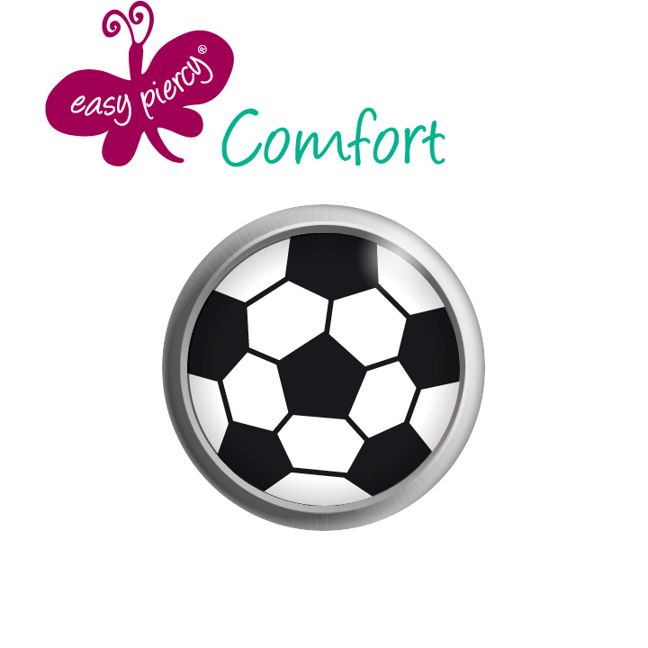 1 paar Easy Piercy Comfort oorknopjes Ø 5,5 mm, wit, voetbal