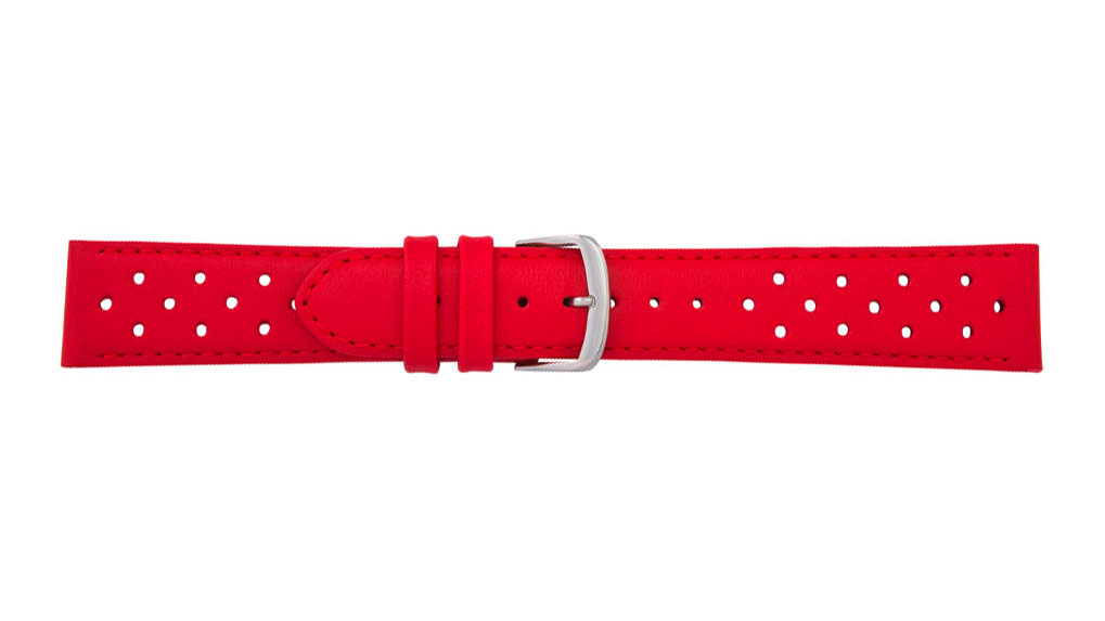 Uhrenband, Rallye, Kalbsleder, 24 mm, Rot, Schließe Edelstahl