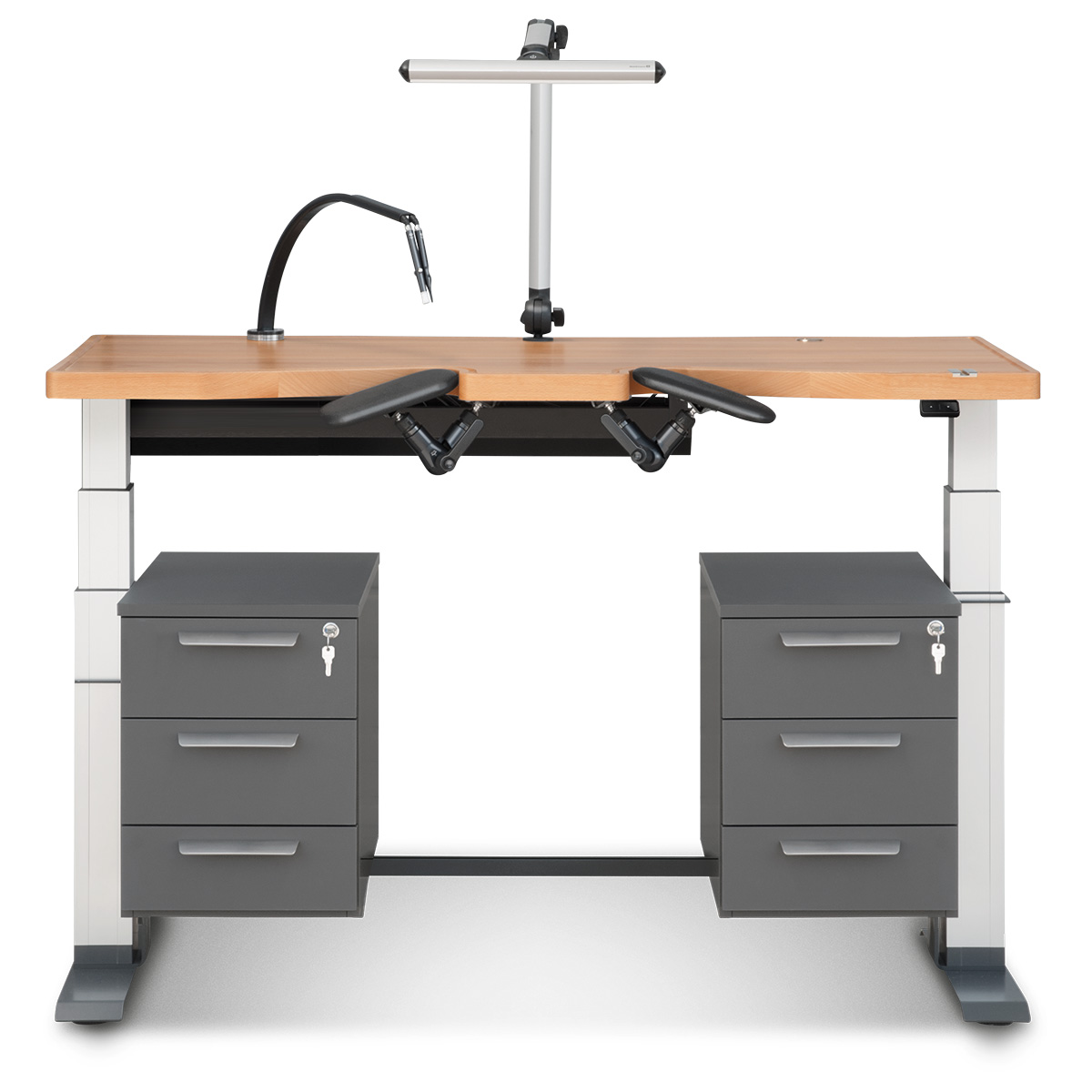 Ergolift Signature Plus, beech wood, benchtop 145 x 65 x 3,8 cm, electrically height adjustable