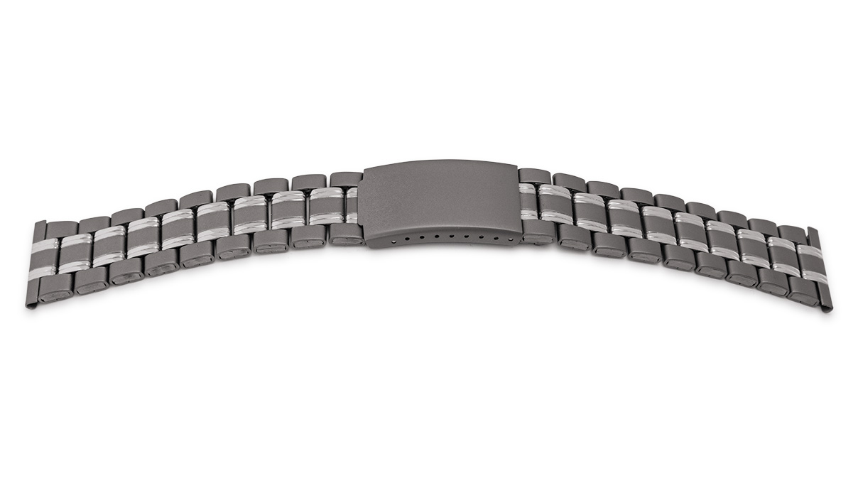 Metal watch strap for men, titanium, satin-finished, interhorn space 20 - 22 mm