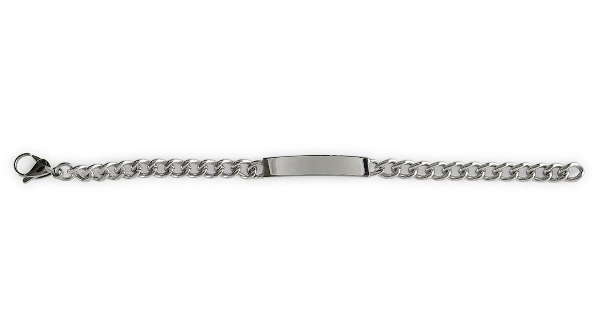 ID bracelet, stainless steel, 8 mm wide, 19 cm long, with lobster clasp
