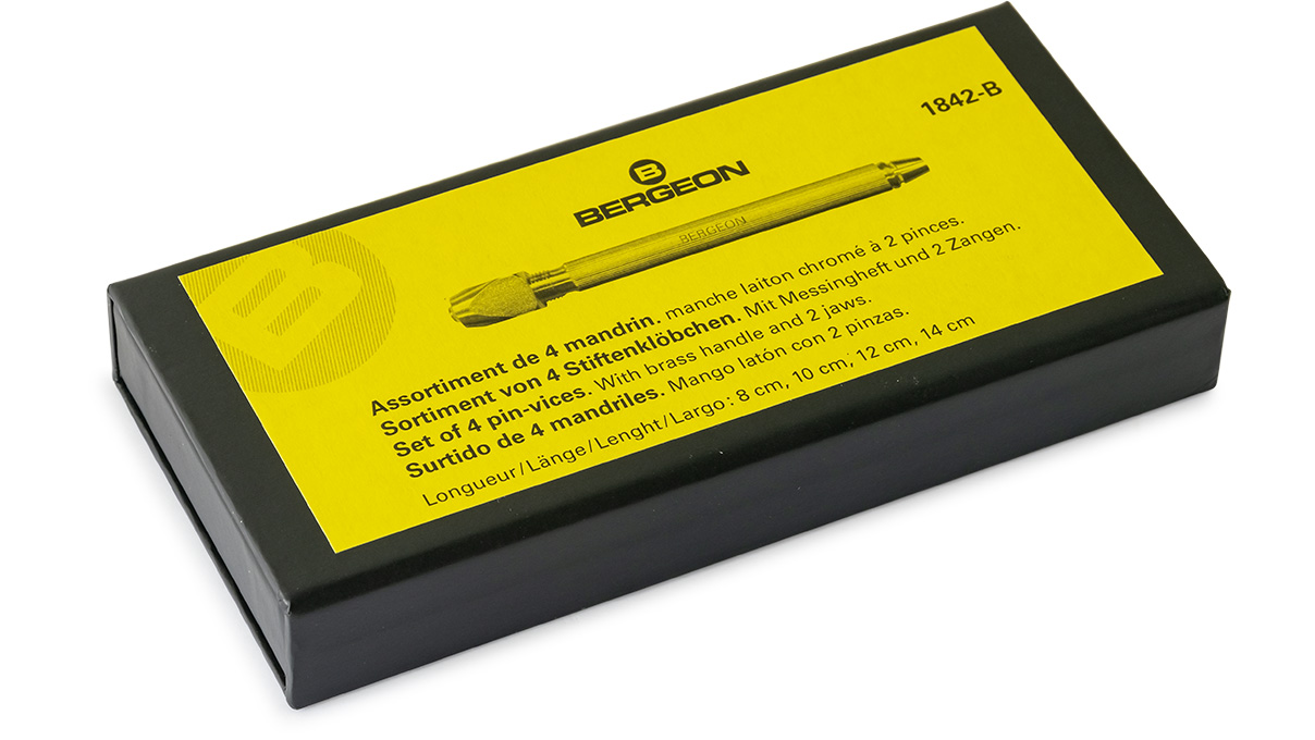 Bergeon 1842-B Sortiment aus 4 Stiftenklöbchen, Vierkantköpfe