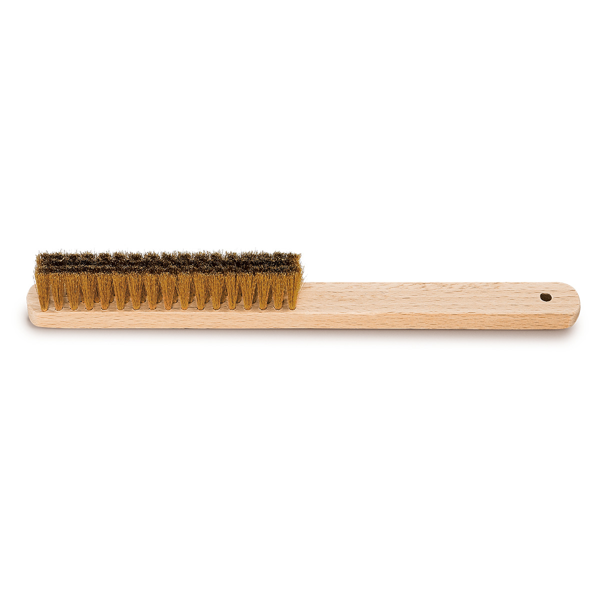 Handborstel, 4-rijig, lengte 220 mm, messing draadharen Ø 0,15 mm