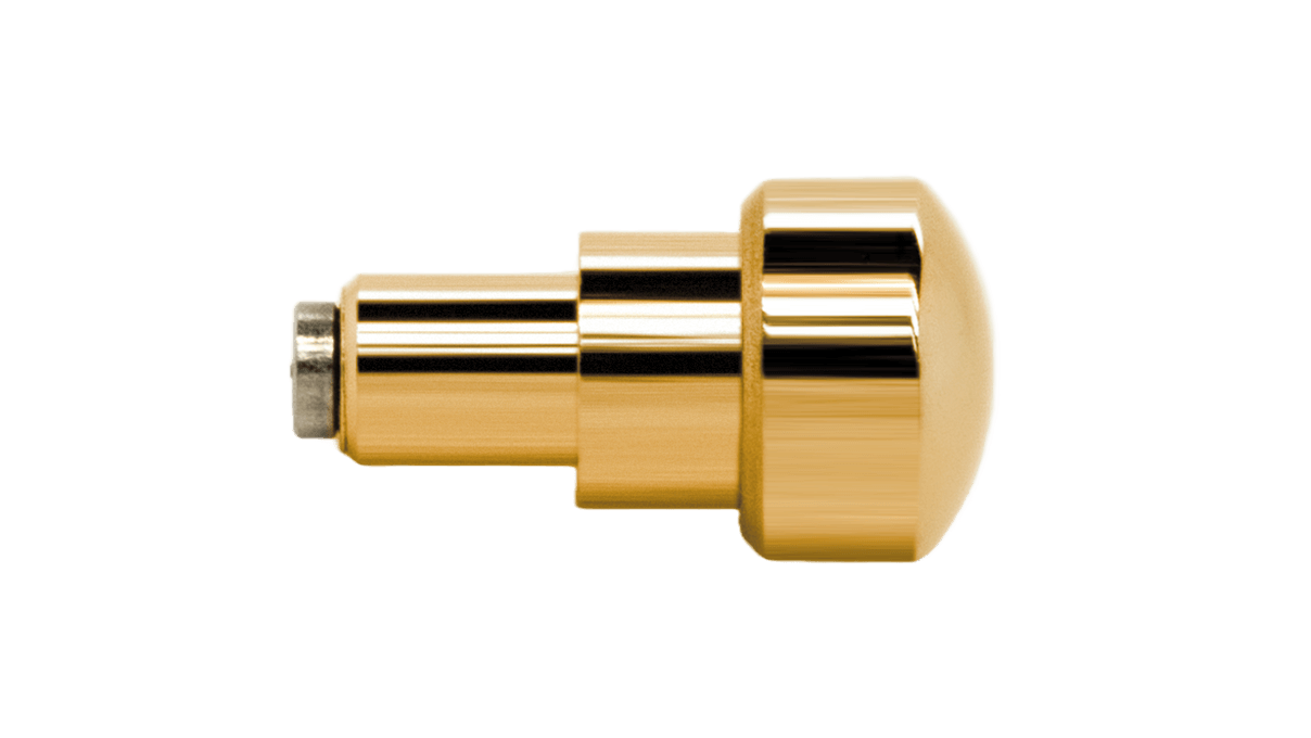 Pulsador impermeable P30Y para cronógrafos a prensar, cabeza Ø 4,0 mm, tubo 2,0 mm, recorrido del muelle 2,0 mm, dorado ( 3 micras 9