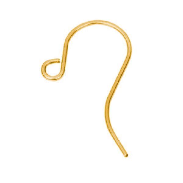 Gancho para la oreja con bucle, alambre 0,8 mm, 925/- plata, chapado en oro
