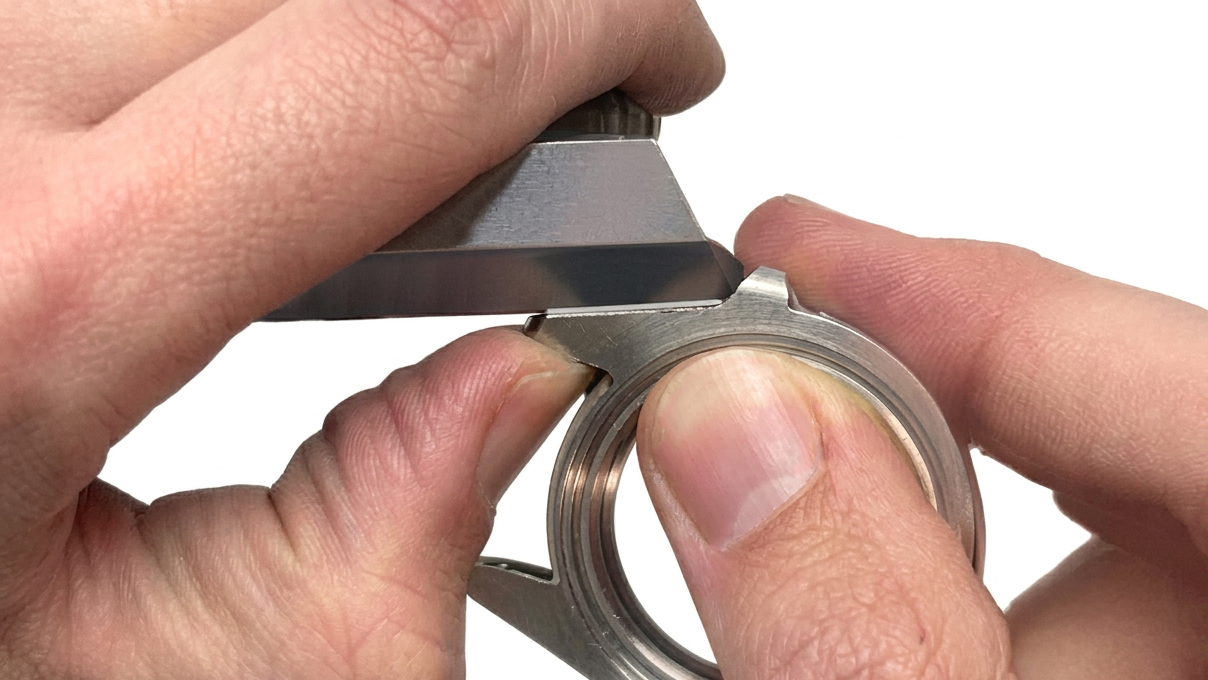 Micromecalp 3D-Schwalbenschwanz Rückplatte für Gehäuse von Taucheruhren mit Kronenschutz
(Crownguard)