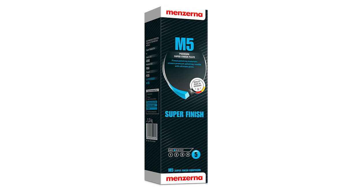 Menzerna M5 Premium Super Finish-pasta voor edelmetalen, roestvrij staal en lak, wit, 1,3 kg