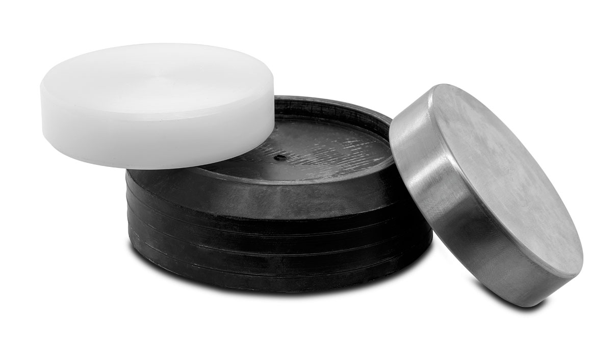 Aambeeld met twee inzetstukken op een harde rubberen basis, Ø 76 mm, vlak