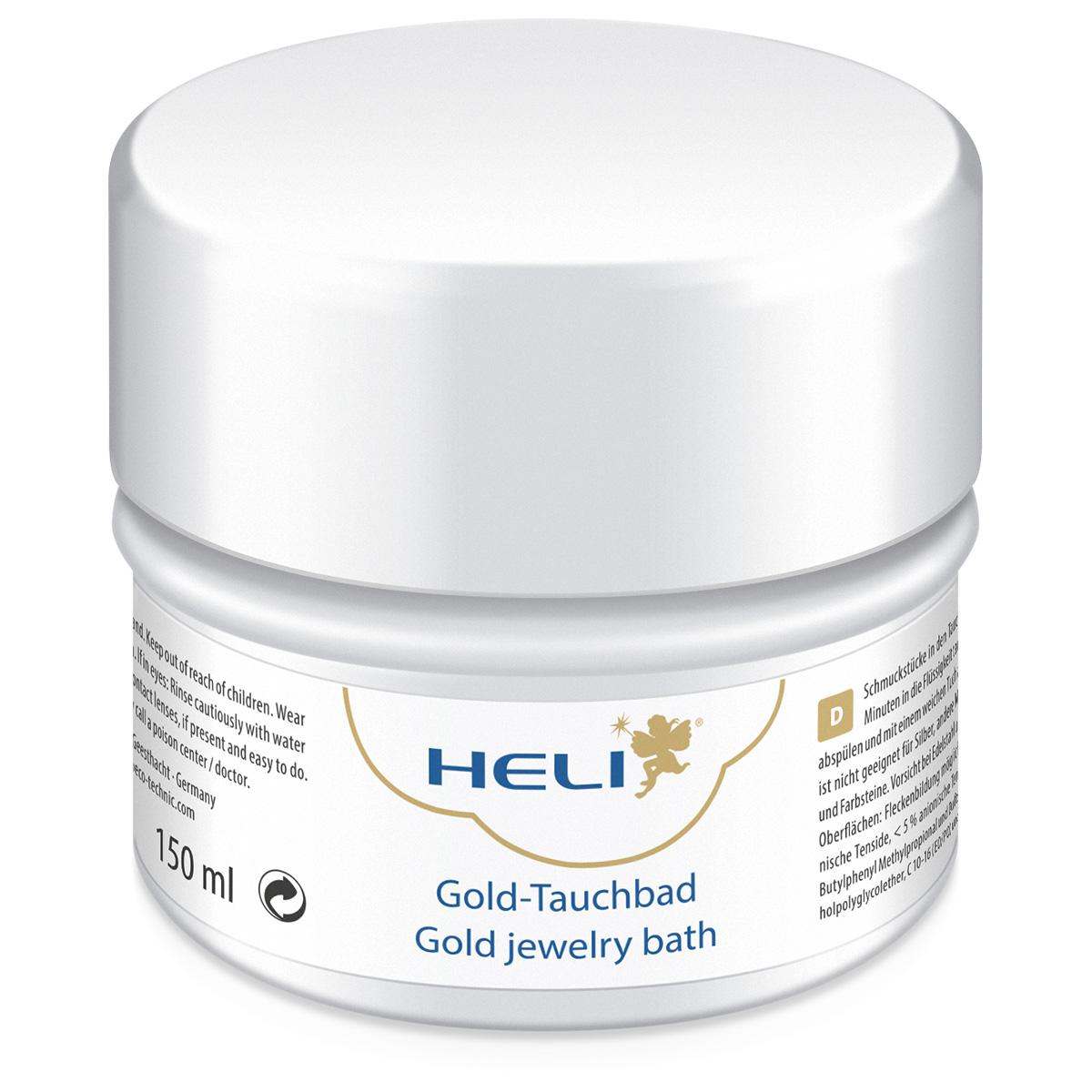 Heli dompelbad goud met wasmandje en verzorgingsdoekje, juweliersverpakking, 150 ml