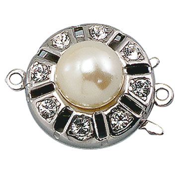 Collierschließe, 925/- Silber rhodiniert, 1 Perle, 1-reihig, Ø 13 mm